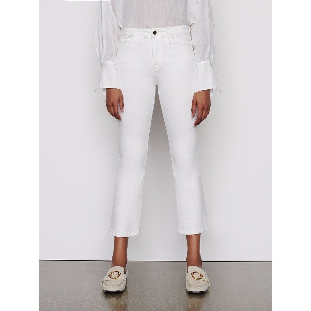 FRAME Denim Le Crop Mini Boot Stretch Jeans in Blanc Women 25 Designer USA